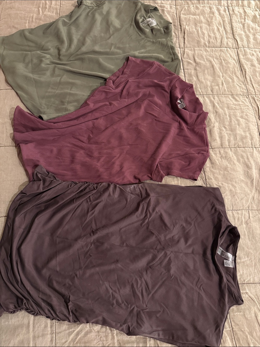 Bundle of second skin mock neck blouses